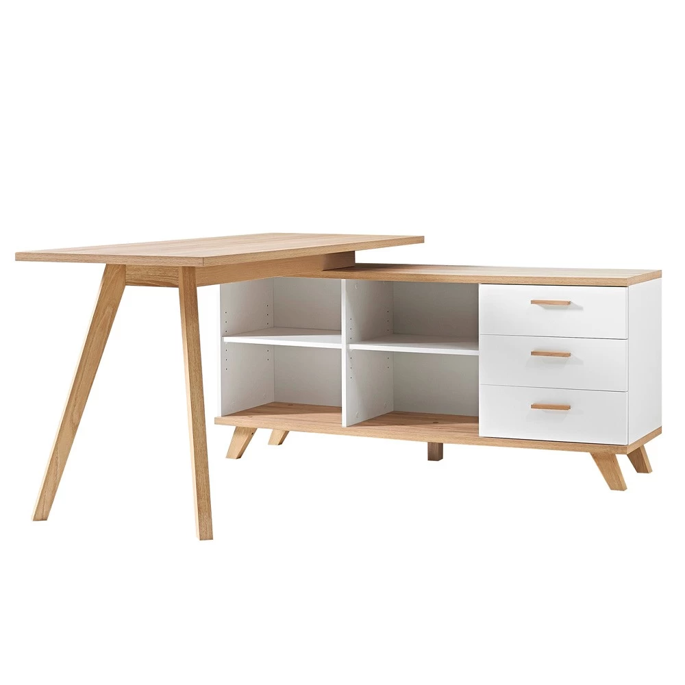 Livingruhm Schreibtisch Mit Sideboard Eiche Weiß 8 Livingruhm Schreibtisch Mit Sideboard Eiche Weiß – Bild 6