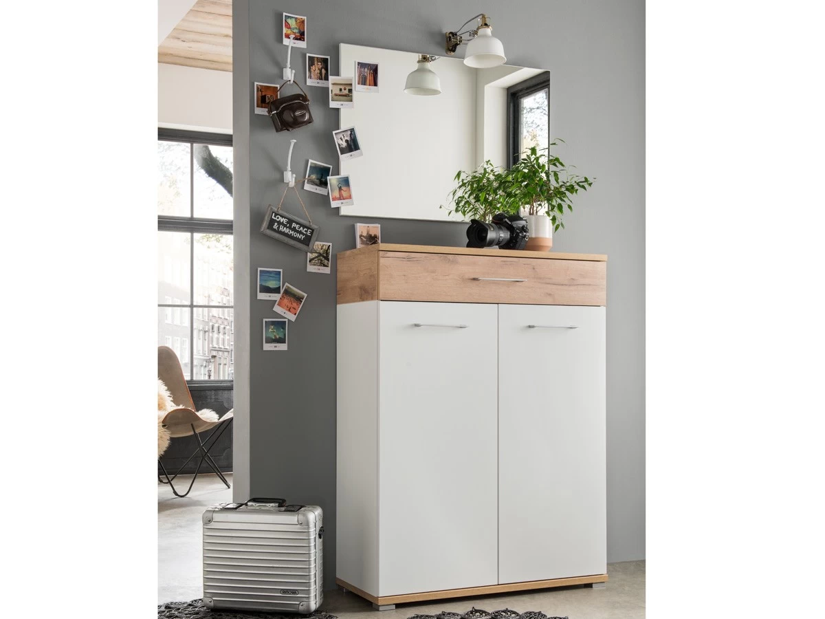 Livingruhm Schuhschrank Topix Eiche Weiß Dekor 89 Cm Breit 5 Livingruhm Schuhschrank Topix Eiche Weiß Dekor 89 Cm Breit – Bild 3