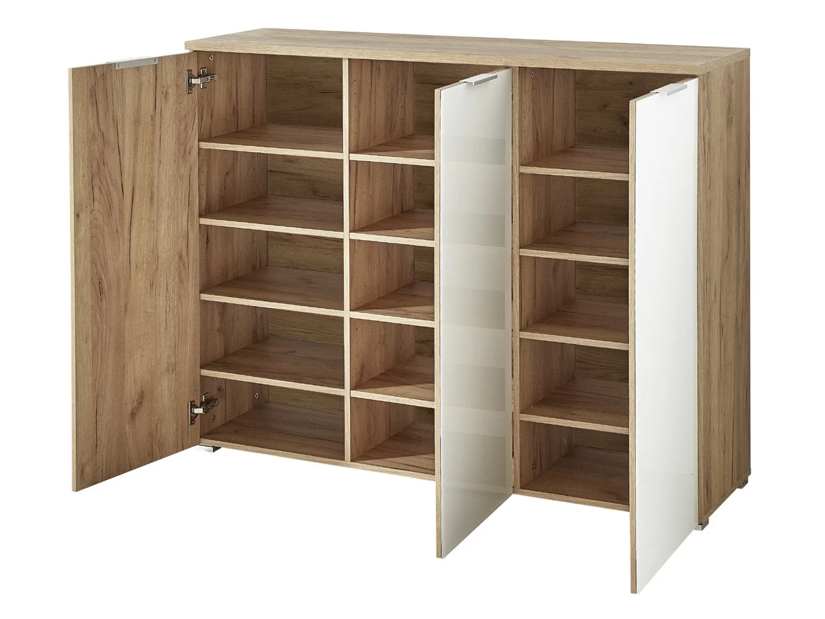 Livingruhm Schuhschrank Telde 3935 Eiche Weiß Dekor Mit Glasfront 134 Cm Breit 4 Livingruhm Schuhschrank Telde 3935 Eiche Weiß Dekor Mit Glasfront 134 Cm Breit – Bild 2