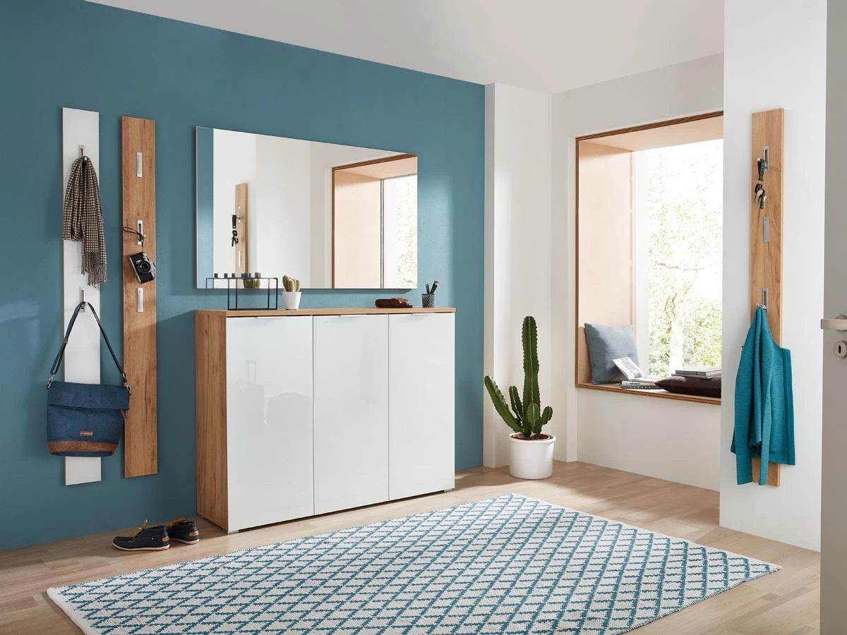 Livingruhm Schuhschrank Telde 3935 Eiche Weiß Dekor Mit Glasfront 134 Cm Breit 5 Livingruhm Schuhschrank Telde 3935 Eiche Weiß Dekor Mit Glasfront 134 Cm Breit – Bild 3