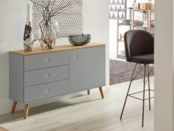 Sideboard Joan Eiche & Grau 109cm Livingruhm