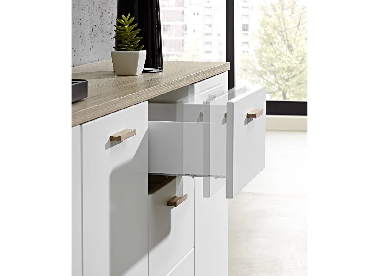 Livingruhm Sideboard Weiß Matt Eiche Dekor 144 Cm Breit 6 Livingruhm Sideboard Weiß Matt Eiche Dekor 144 Cm Breit – Bild 4