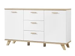 Livingruhm Sideboard Weiß Matt Eiche Dekor 144 Cm Breit