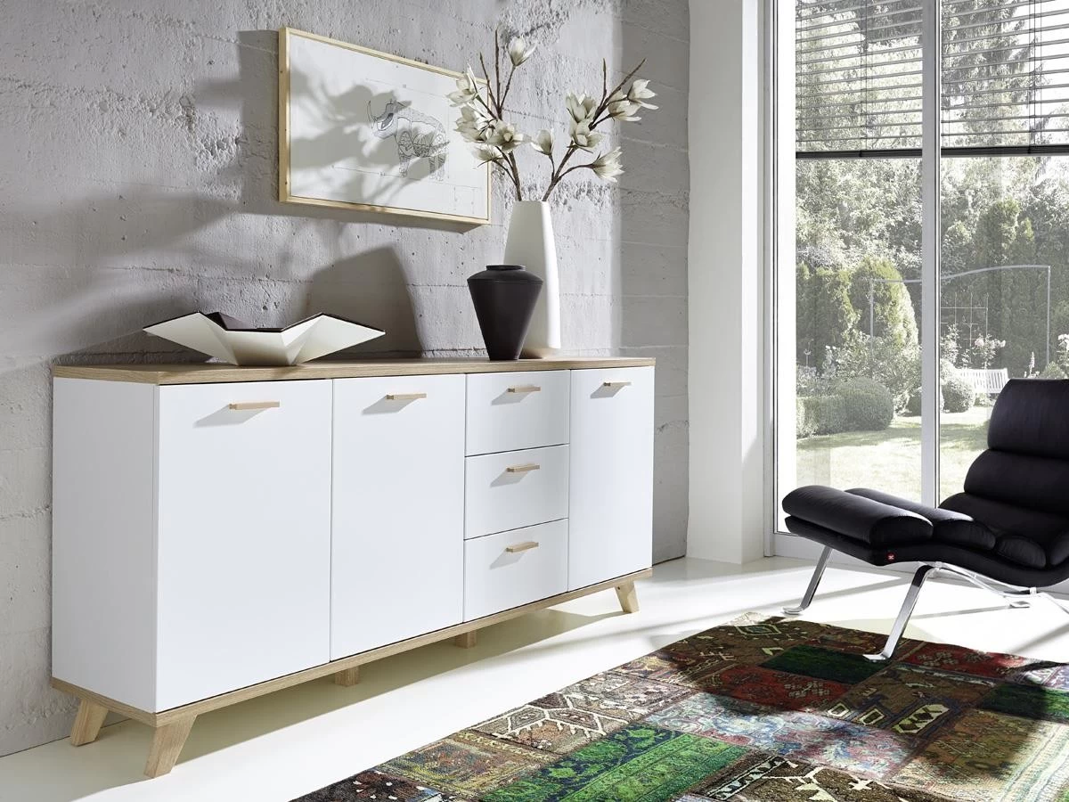 Livingruhm Sideboard Weiß Matt Eiche Dekor 196 Cm Breit 4 Livingruhm Sideboard Weiß Matt Eiche Dekor 196 Cm Breit – Bild 2