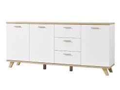 Livingruhm Sideboard Weiß Matt Eiche Dekor 196 Cm Breit