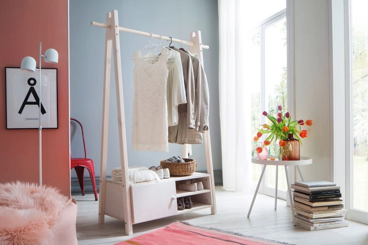 Livingruhm Standgarderobe Hänga Massiv Weiß Lasiert 9 Livingruhm Standgarderobe Hänga Massiv Weiß Lasiert – Bild 7