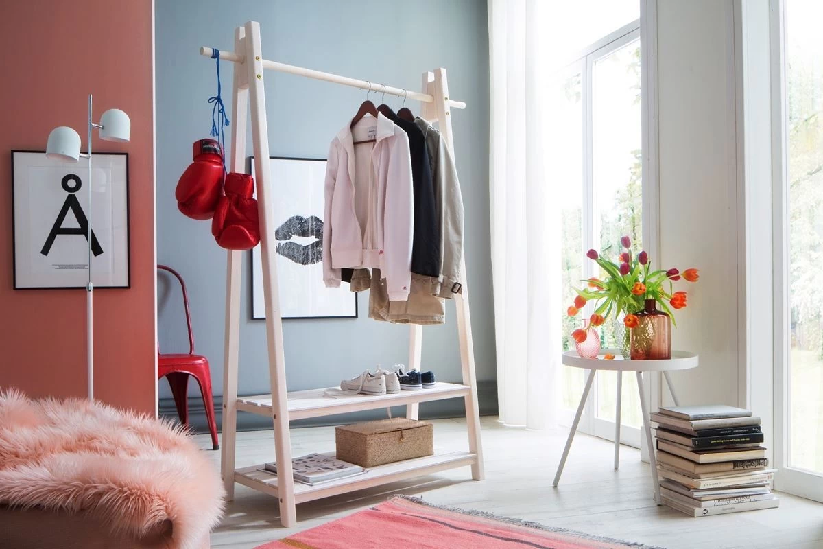 Livingruhm Standgarderobe Hänga 2 Mit Spiegel Fichte Massiv Weiß Lasiert 8 Livingruhm Standgarderobe Hänga 2 Mit Spiegel Fichte Massiv Weiß Lasiert – Bild 6