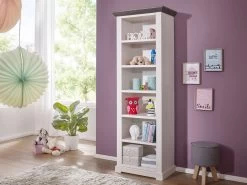 Standregal Jolina 200 Cm Hoch Kiefer Massiv Weiß Gewachst Grau