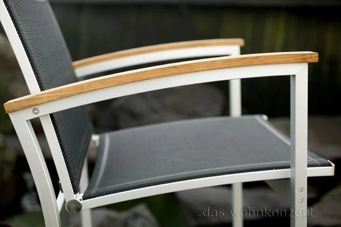 Livingruhm Gartenstuhl Stapelbar Alu & Textilene Weiß 6 Livingruhm Gartenstuhl Stapelbar Alu & Textilene Weiß – Bild 4