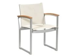 Livingruhm Gartenstuhl Stapelbar Alu & Textilene Weiß