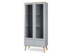 Vitrine Joan Eiche & Grau 79cm Eiche & Grau Livingruhm