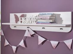 Wandregal Jolina 120cm Breit Kiefer Massiv Weiß Gewachst Grau