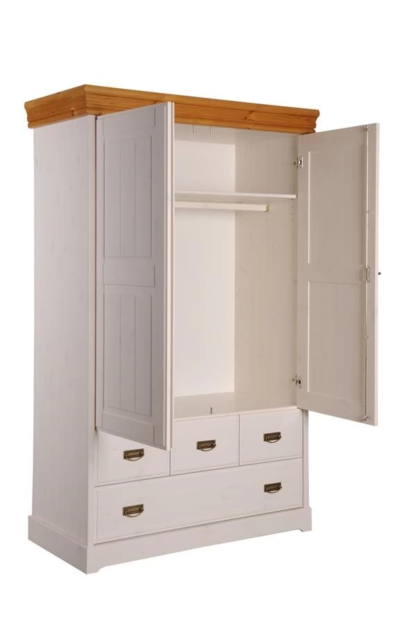 Livingruhm Wäscheschrank Melina 2 Türig Kiefer Massiv Weiß Gewachst 4 Livingruhm Wäscheschrank Melina 2 Türig Kiefer Massiv Weiß Gewachst – Bild 2