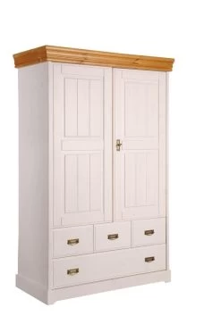 Livingruhm Wäscheschrank Melina 2 Türig Kiefer Massiv Weiß Gewachst