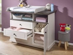 Livingruhm Wickelkommode Jolina 127 Cm Breit Kiefer Massiv Weiß Gewachst Grau